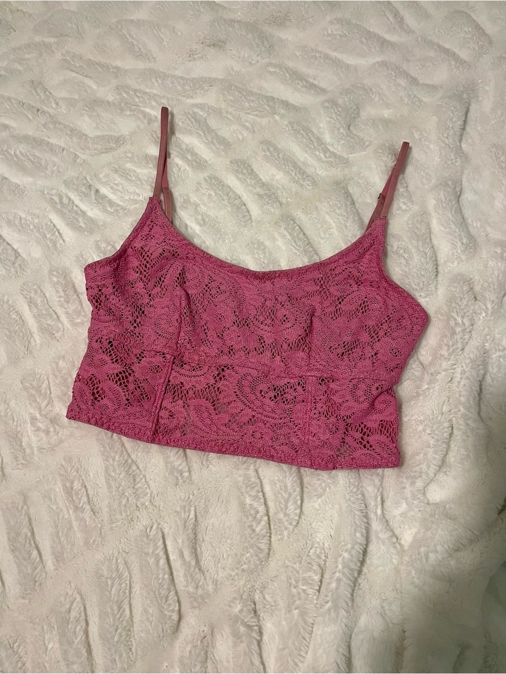 Urban Outfitters Pink Lace Cropped Cami Top